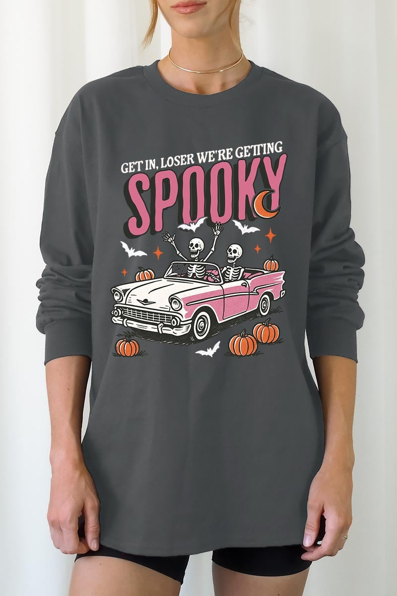 UL240-E3142 Spooky Skeleton Graphic Long Sleeve Tee $13.75