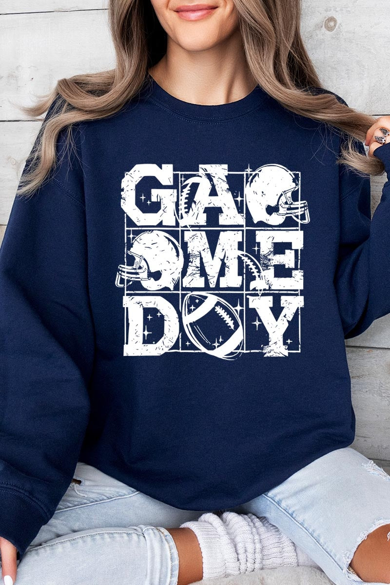 UL180P-E3073 Distressed Game Day Graphic Plus Sweatshirt $25