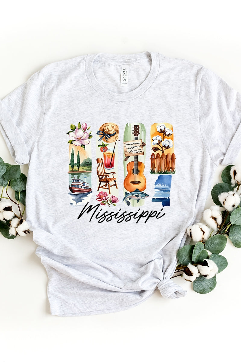 US3001P-E3061MS Mississippi State Brushstroke Graphic Plus Tee $16