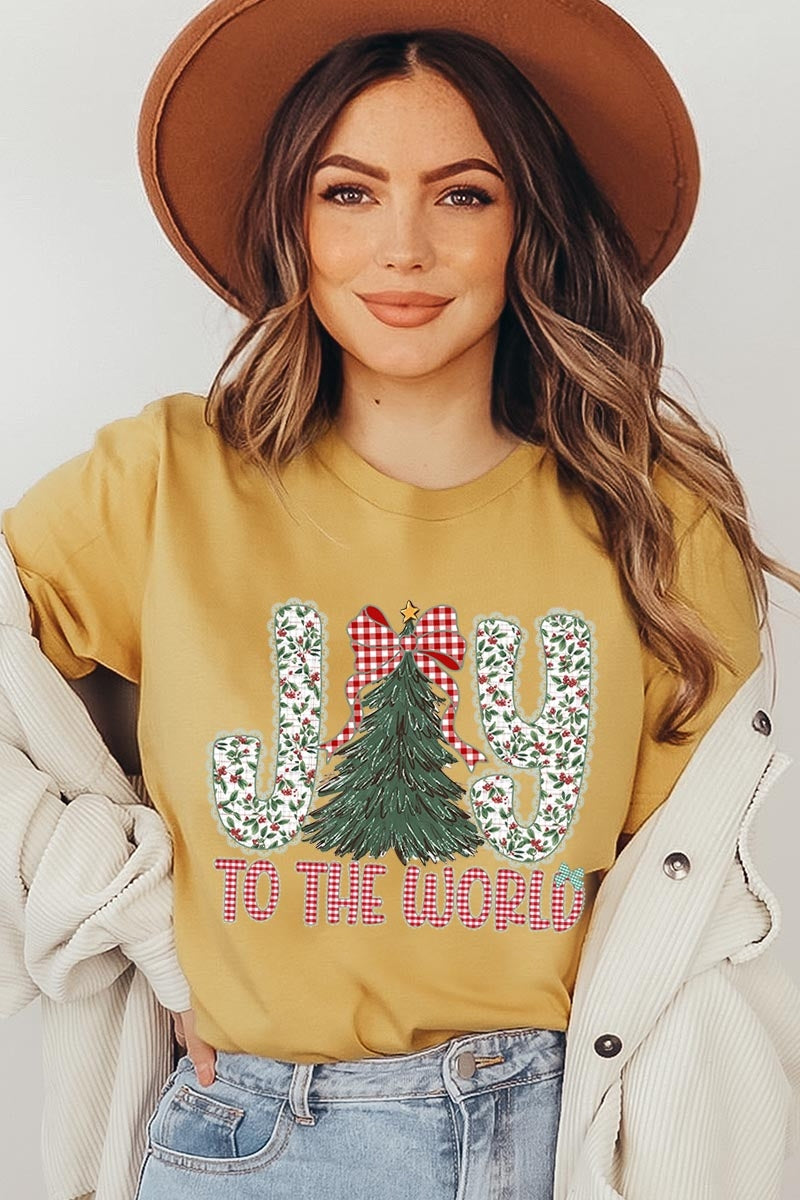 US3001-E3213 Joy to the World Graphic Tee $12.5
