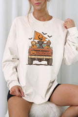 UL240P-E3150 Halloween Truck Dogs Graphic Plus Long Sleeve Tee $17