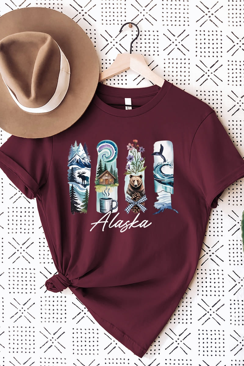 US3001-E3061AK Alaska State Brushstroke Graphic Tee $12.5