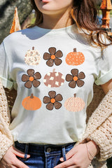 US3001P-E3117 Pumpkins & Flowers Fall Graphic Plus Tee $16