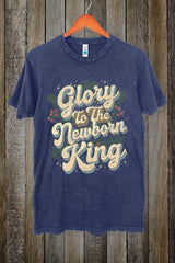 LS002-E3220 Glory to the Newborn King Graphic Vintage Tee $15.5