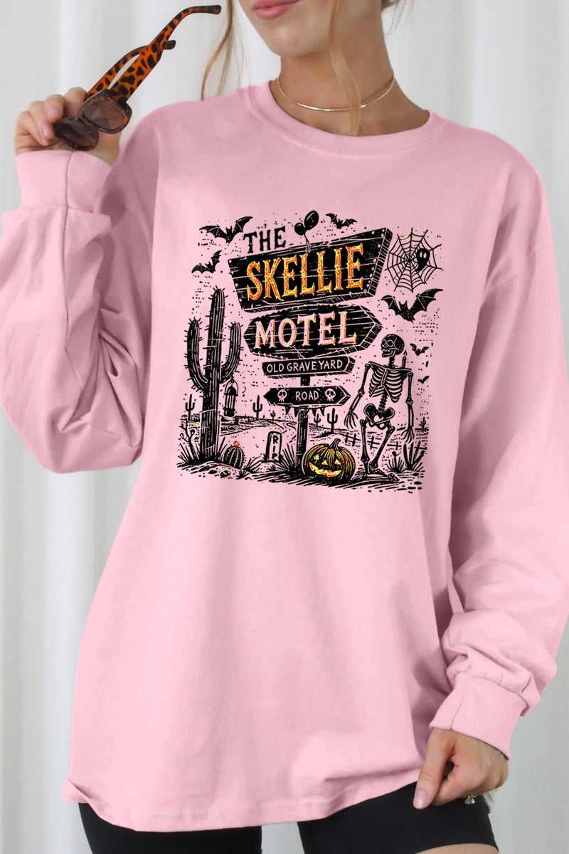UL240P-E3108 Skellie Motel Halloween Plus Long Sleeve Tee $17