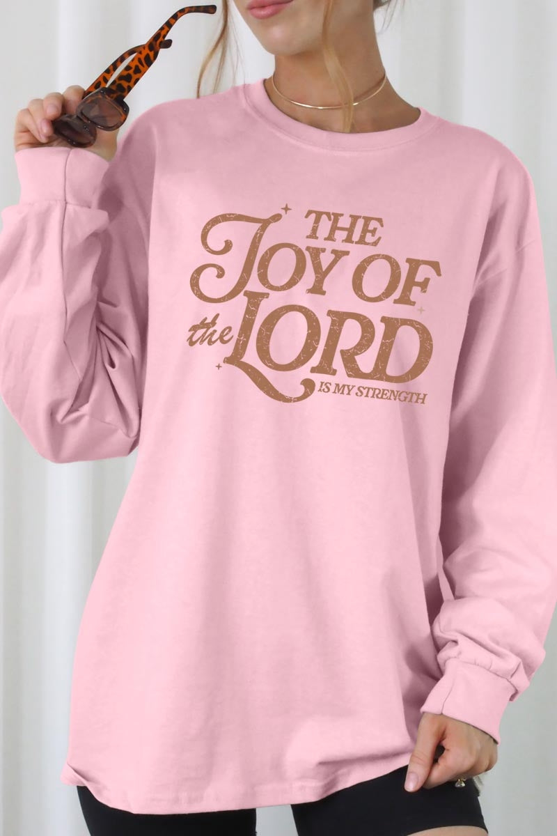 UL240-E3179 Joy of the Lord Graphic Long Sleeve Tee $13.75