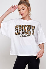 CTS-E3105 Spooky Season Halloween Graphic Relaxed Crop Top $11