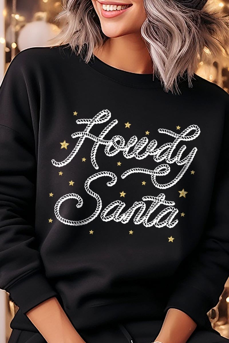 UL180P-E3199 Howdy Santa Graphic Plus Sweatshirt $25
