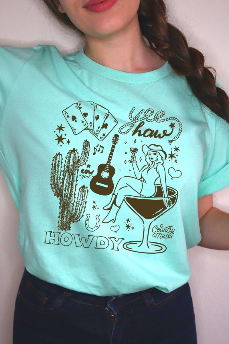 US3001P-E3097 Cowgirl Country Music Graphic Plus Tee $16