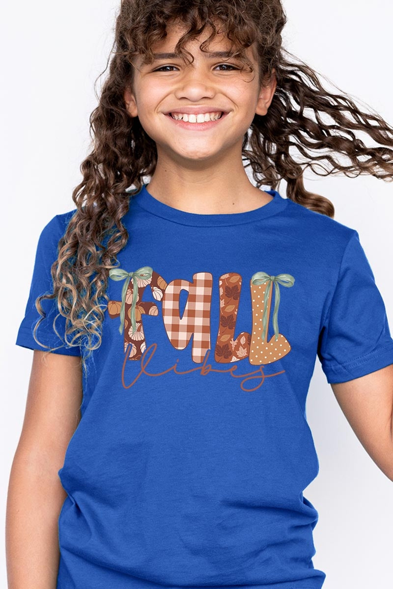 US3001Y-E3071Z Fall Vibes Rustic Script Kids Graphic Tee $11