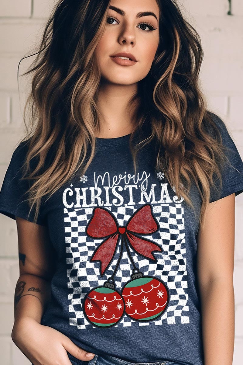 US3001P-E3196 Cherry Ornament Christmas Graphic Plus Tee $16
