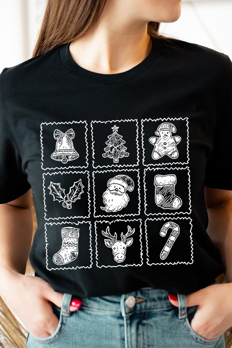 US3001P-E3215 Christmas Icons Graphic Plus Tee $16