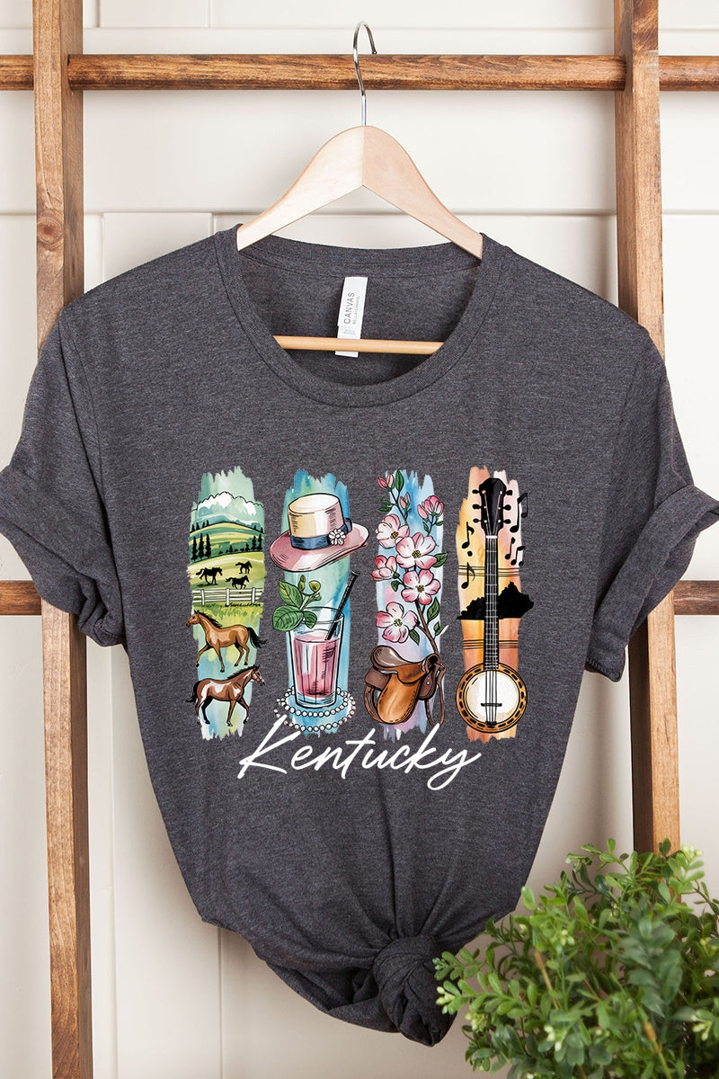 US3001-E3061KY Kentucky State Brushstroke Graphic Tee $12.5