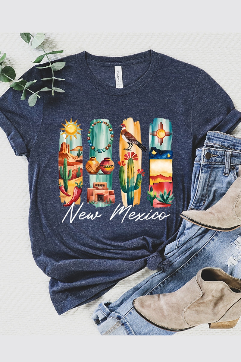 US3001P-E3061NM New Mexico State Brushstroke Graphic Plus Tee $16