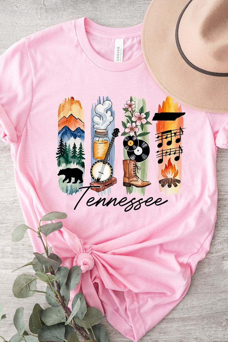 US3001P-E3061TN Tennessee State Brushstroke Graphic Plus Tee $16