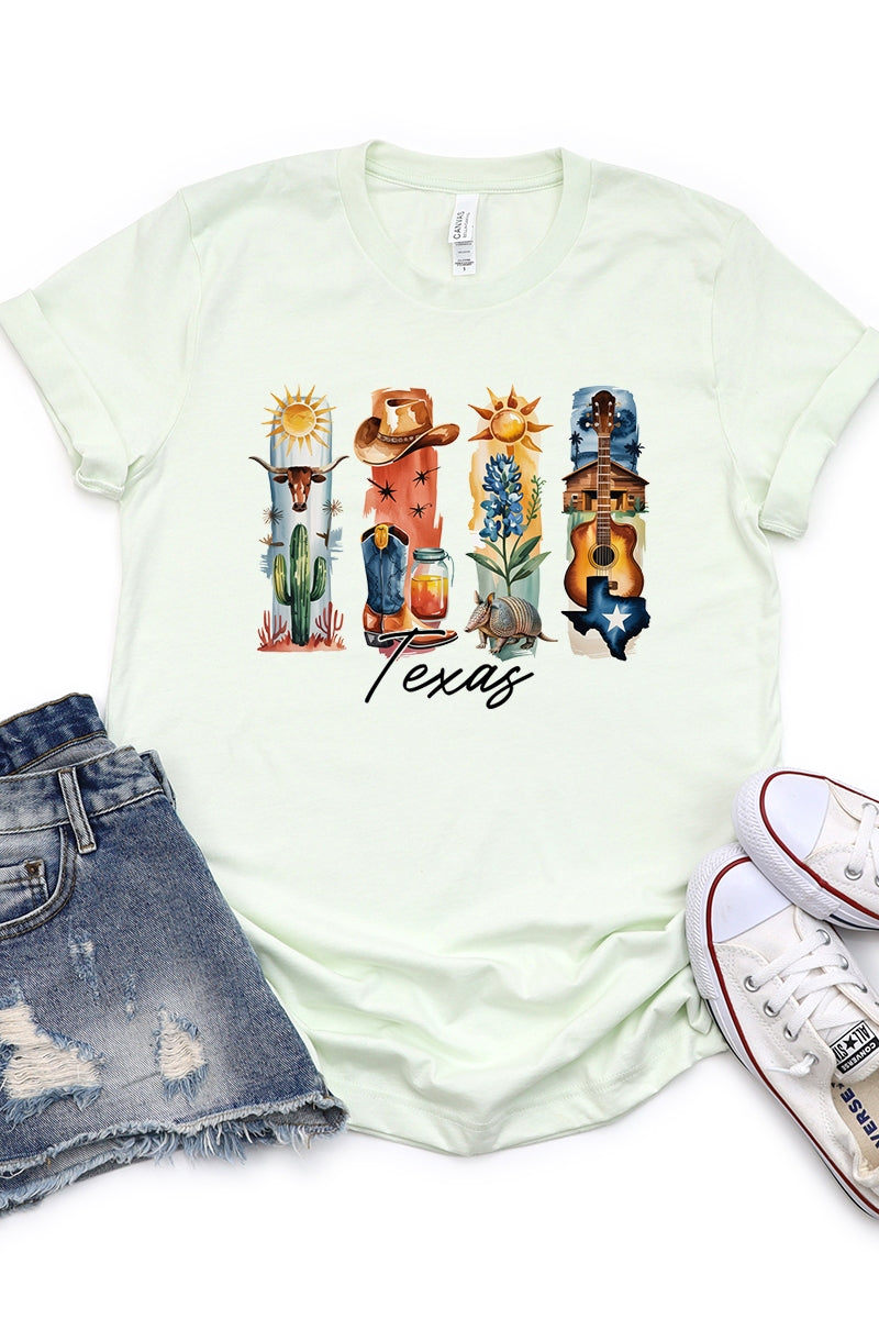 US3001P-E3061TX Texas State Brushstroke Graphic Plus Tee $16