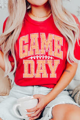 US3001-E3129 Orange Gingham Game Day Graphic Tee $12.5