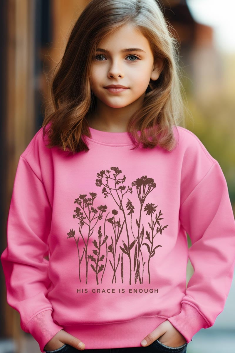 UL180B-E3146Z Christian Wildflower Kids Graphic Sweatshirt $20