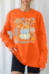 UL240P-E3153 Floral Pumpkin Stack Graphic Plus Long Sleeve Tee $17