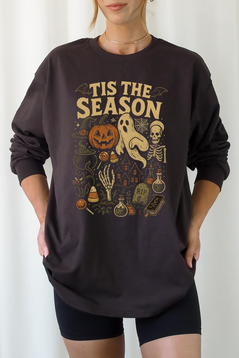 UL240P-E3125 Tis The Season Halloween Plus Long Sleeve Tee $17