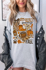 US3001-E3134 Fall Football Collage Graphic Tee $12.5