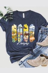 US3001-E3061KS Kansas State Brushstroke Graphic Tee $12.5