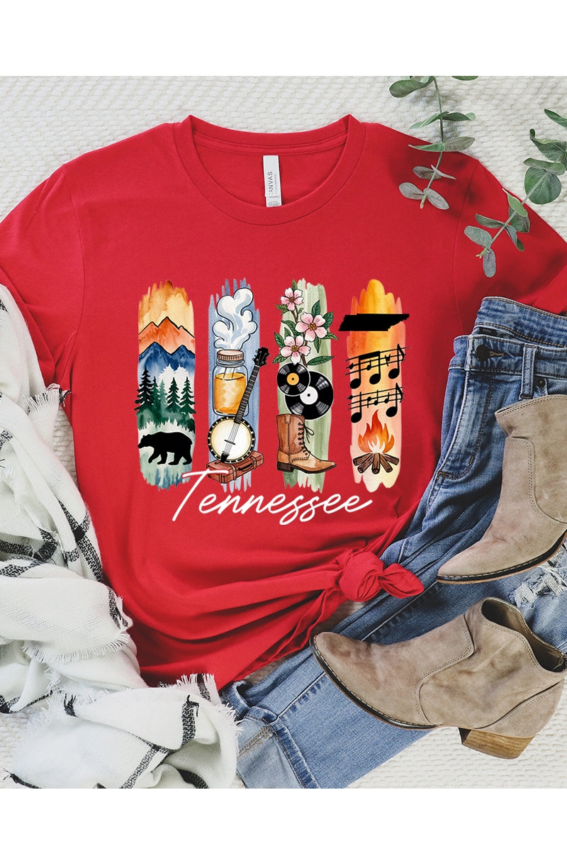 US3001P-E3061TN Tennessee State Brushstroke Graphic Plus Tee $16