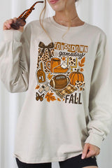UL240P-E3134 Fall Football Collage Graphic Plus Long Sleeve Tee $17