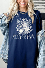 5000-E3116 God Is Good Floral Graphic Heavy Cotton Tee $9