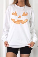 UL240-E3148 Cute Pumpkin Halloween Graphic Long Sleeve Tee $13.75
