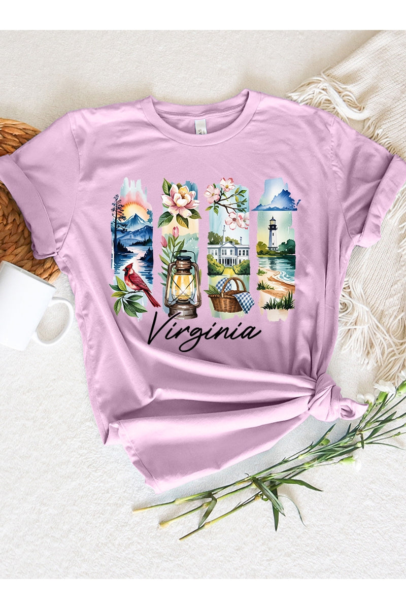 US3001-E3061VA Virginia State Brushstroke Graphic Tee $12.5