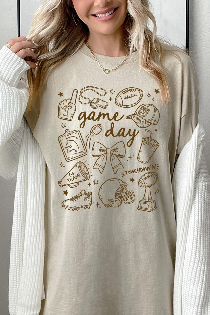 5000P-E3081 Football Doodles Graphic Plus Heavy Cotton Tee $12.75