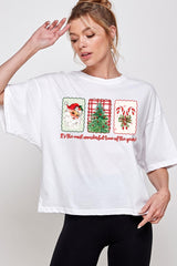 CTS-E3201 Most Wonderful Time Graphic Relaxed Crop Top $11