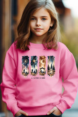 UL180B-E3204Z Savior Is Born Nativity Kids Graphic Sweatshirt $20