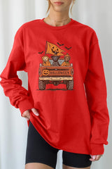 UL240P-E3150 Halloween Truck Dogs Graphic Plus Long Sleeve Tee $17