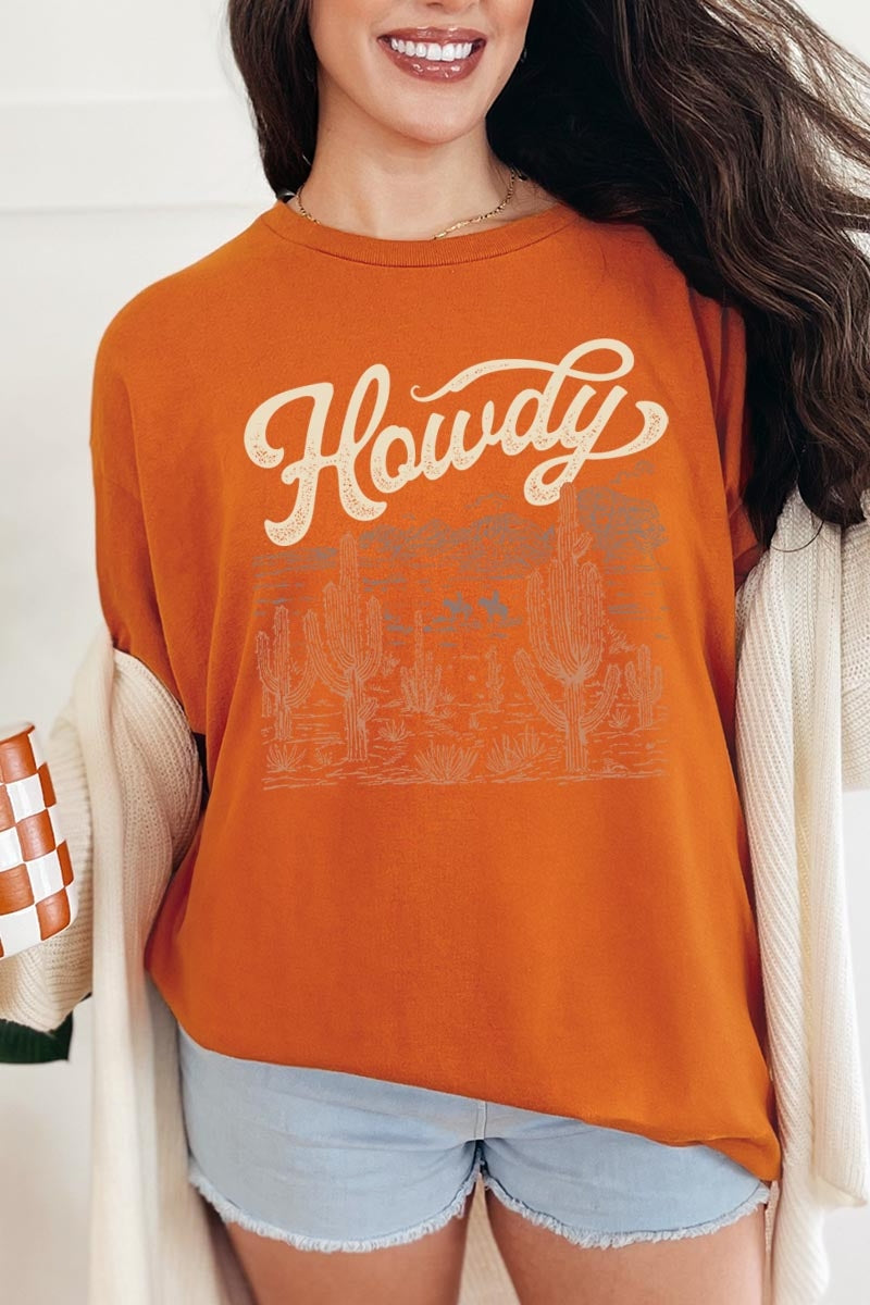 5000-E3095 Howdy Desert Western Graphic Heavy Cotton Tee $9
