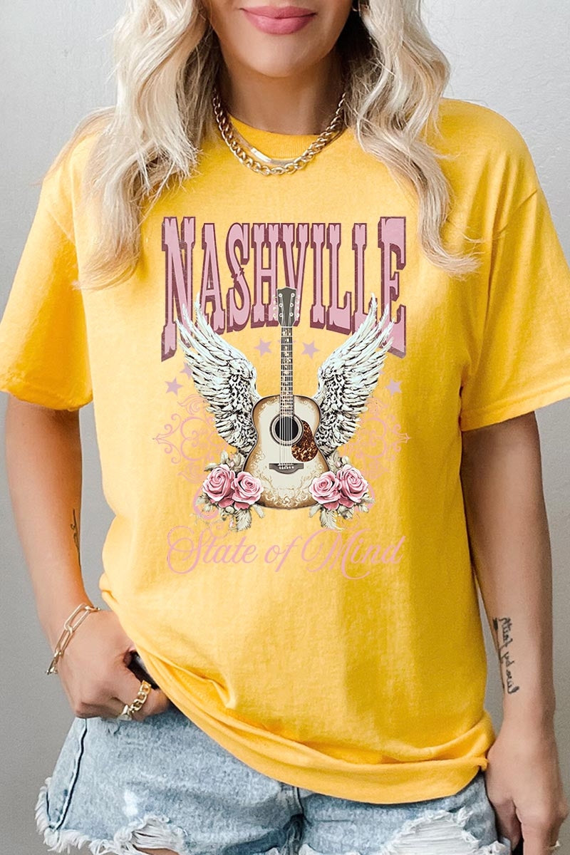 5000-E3157 Nashville Rose Graphic Heavy Cotton Tee $9