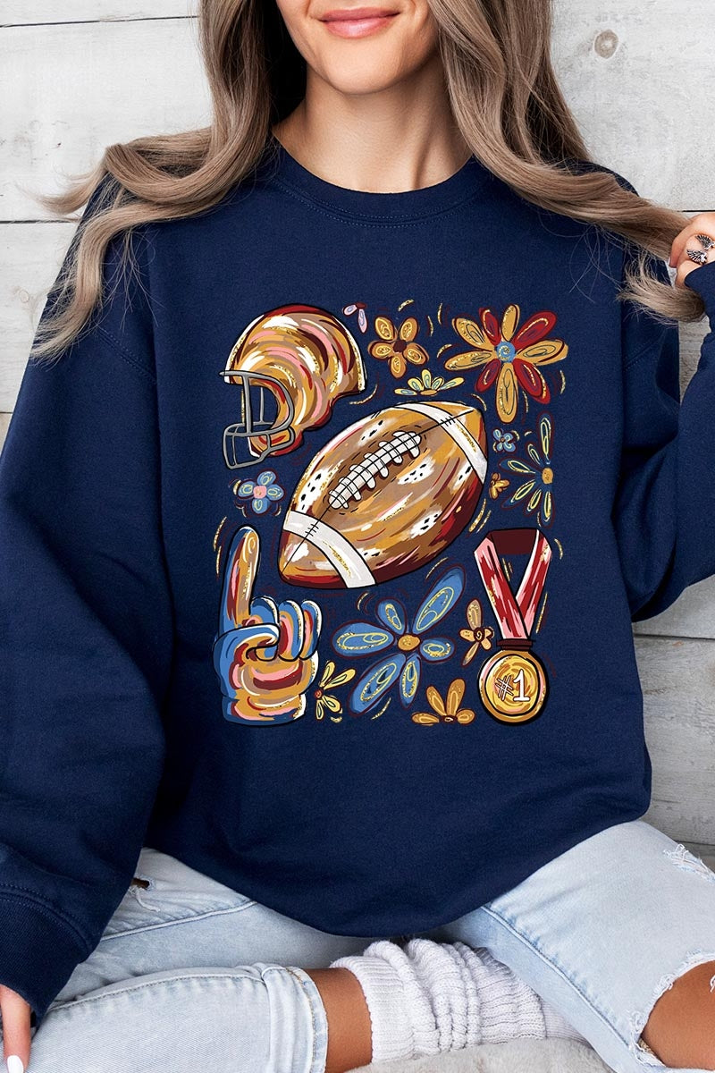 UL180-E3072 Retro Floral Football Graphic Sweatshirt $20