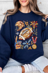 UL180P-E3072 Retro Floral Football Graphic Plus Sweatshirt $25