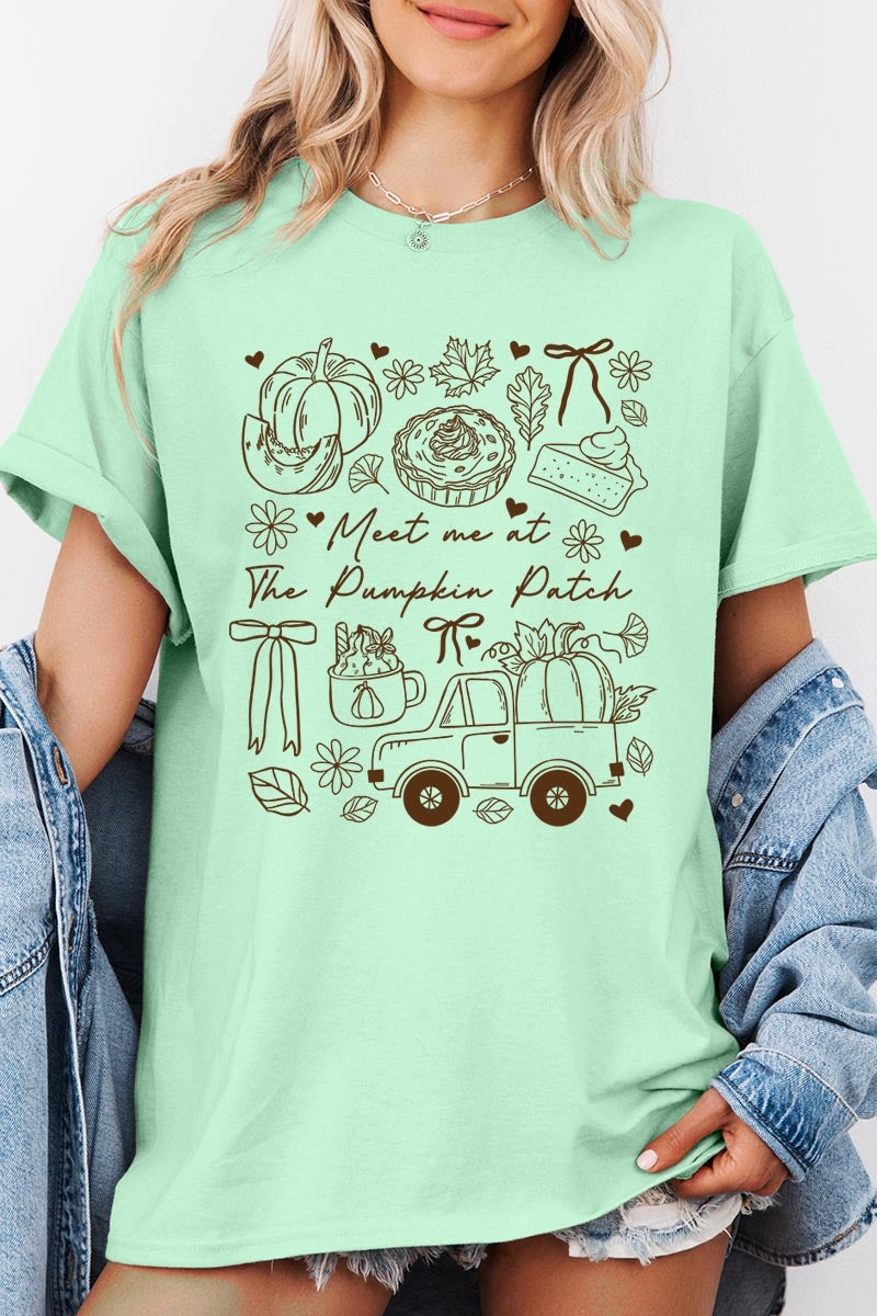 5000-E3163 Pumpkin Patch Doodle Graphic Heavy Cotton Tee $9