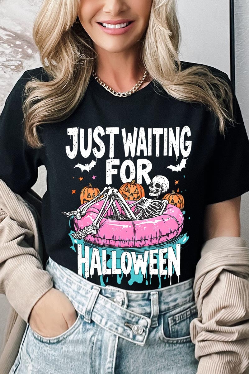 US3001-E3138 Just Waiting For Halloween Graphic Tee $12.5