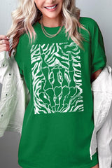 5000P-E3177 Skeleton Hands Zebra Graphic Plus Heavy Cotton Tee $12.75
