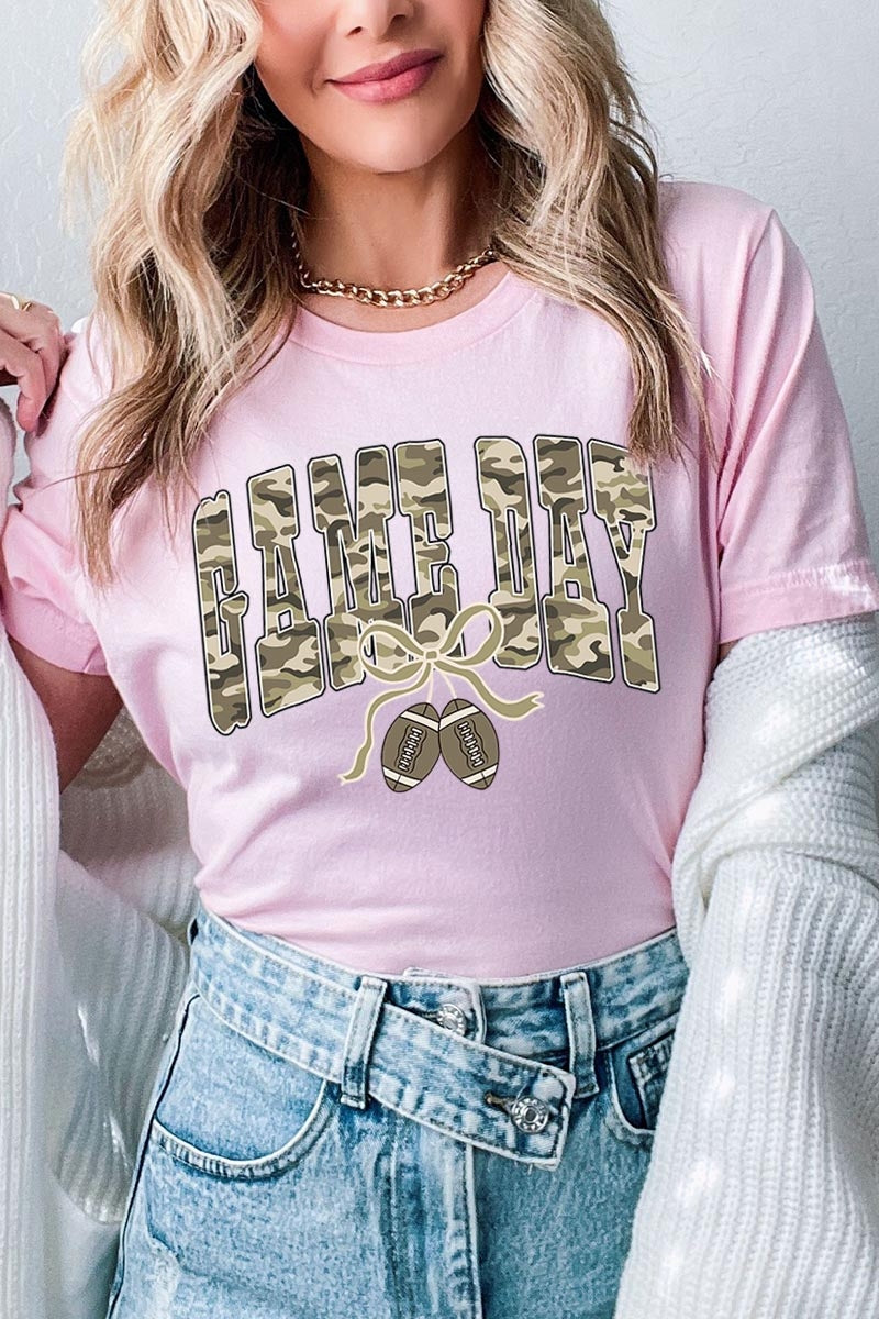 US3001-E3131 Football Game Day Camo Graphic Tee $12.5