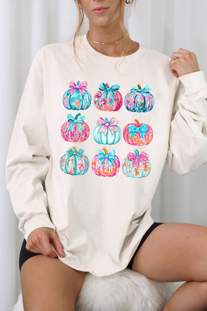 UL240-E3137 Coquette Pumpkin Graphic Long Sleeve Tee $13.75