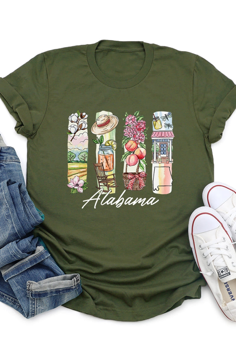 US3001P-E3061AL Alabama State Brushstroke Graphic Plus Tee $16