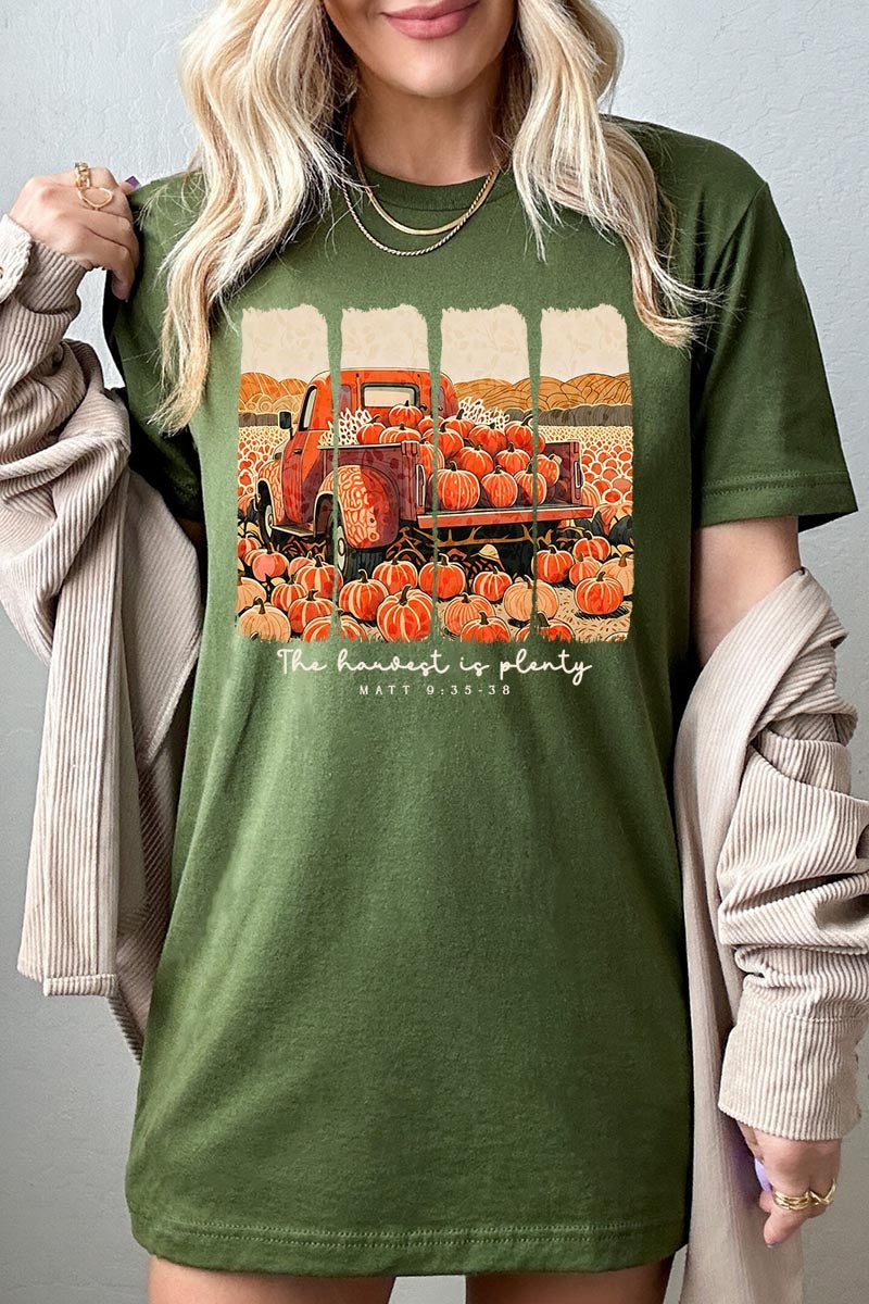 US3001-E3172 Harvest Is Plenty Graphic Tee $12.5