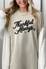 5000-E3168 Thankful Always Graphic Heavy Cotton Tee $9