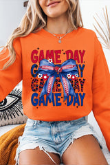 UL180P-E3087 Red Blue Football Game Day Bow Plus Sweatshirt $25