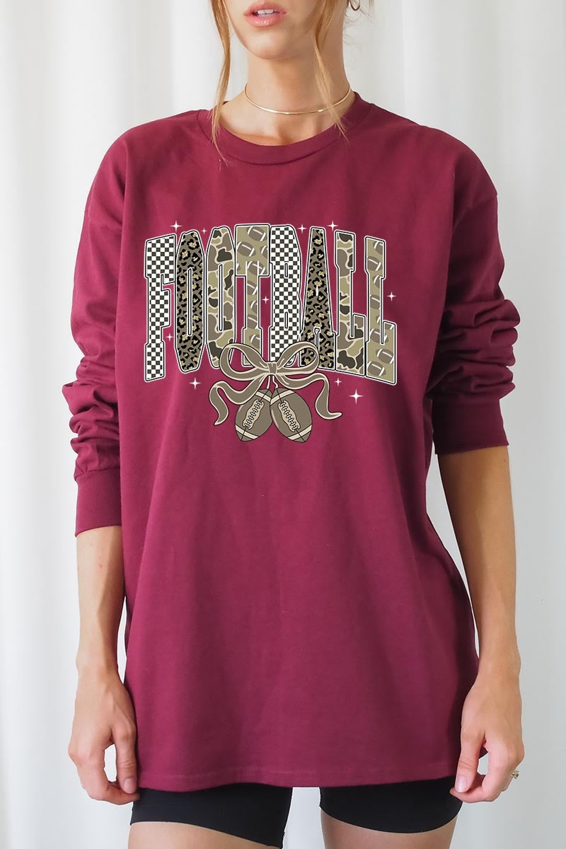 UL240-E3132 Camo Football Graphic Long Sleeve Tee $13.75