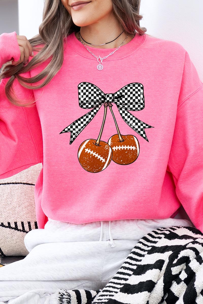UL180-E3055 Football Cherries Graphic Sweatshirt $20